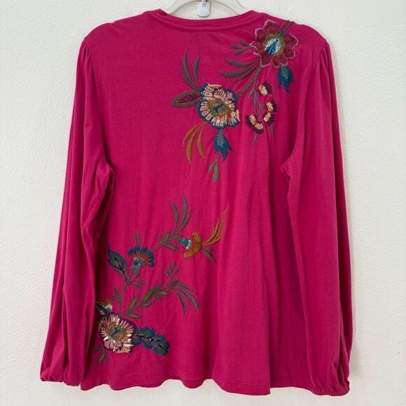 Johnny Was Sidonia Bishop Sleeve Sequin Pullover Sweater Vivacious Pink - M - Picture 5 of 9